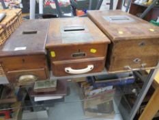THREE VINTAGE WOODEN TILLS A/F