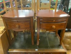 A pair of modern oak bedside cabinets with single drawer and brushing slide