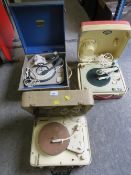 THREE VINTAGE RECORD PLAYERS TO INCLUDE A DANSETTE EXAMPLE
