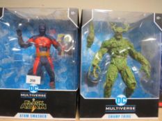 A LARGE NEW BOXED DC MULTIVERSE BLACK ADAM FIGURE TOGETHER WITH A LARGE NEW BOXED DC MULTIVERSE