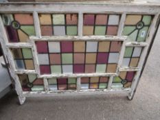 A LEADED LITE WOODEN WINDOW SASH INSERT