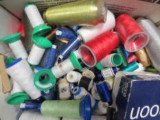 A LARGE BOX OF ASSORTED SEWING THREADS