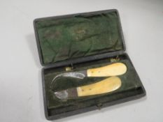 AN ANTIQUE CASED SET OF FLEAMS TYPE TOOLS STAMPED ARNOLD & SONS LONDON A/F