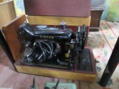FOUR ASSORTED SEWING MACHINES TO INCLUDE NECCHI AND SINGER - AS FOUND