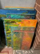 A COLLECTION OF FOURTEEN MODERN OILS ON CANVAS