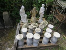 A SELECTION OF CONCRETE GARDEN STATUES AND ORNAMENTS