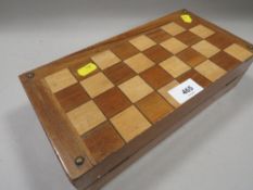 AN ANTIQUE HARDWOOD AND BOXWOOD CHESS SET