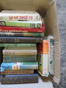 A SMALL TRAY OF MAINLY CRICKET RELATED BOOKS TO INLCUDE I'LL SPION YOU A TALE - ERIC HOLLIES, THE