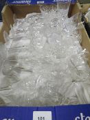 A TRAY OF ASSORTED CRYSTAL AND GLASS TO INCLUDE A WATERFORD COCKTAIL GLASS