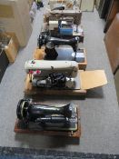 FIVE ASSORTED VINTAGE SEWING MACHINES - A/F