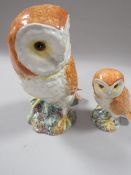 A LARGE BESWICK FIGURE OF AN OWL WITH ANOTHER EXAMPLE (2)