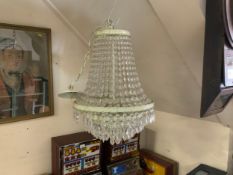 Two mid-century crystal drop chandeliers