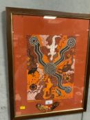 LYNDA BROWN NABANUNGA ABORIGINAL ART MIXED MEDIA 'WATERHOLE DREAMING'
