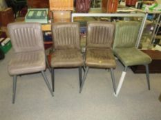 A harlequin set of eight leather dining chairs in assorted colours