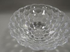 A SIGNED SWEDISH STYLE ART GLASS BUBBLE EFFECT DISH
