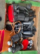 Eight pairs of mini Binoculars to include Practica , Virgin, Kron etc. together with an aomekie mono