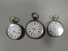 THREE VICTORIAN SILVER POCKET WATCHES