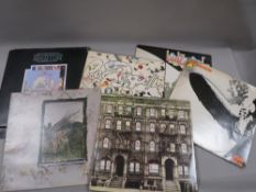 EIGHT ROCK LP RECORDS TO INCLUDE 6 X LED ZEPPLIN (ZEPPLIN 1,2 AND 3, PHYSICAL GRAFFITI, UNTITLED 4TH