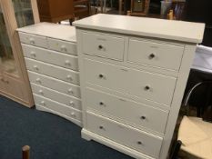 Two modern white chest of drawers