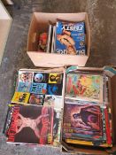 THREE TRAYS OF COMICS AND MAGAZINES ETC COMPRISING A TRAY OF COMICS TO INCLUDE MARBVEL, DC,