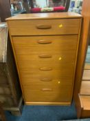 A mid-century teak ‘Times Furniture’ six drawer chest W 64 cm