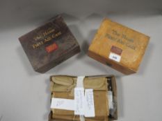 A VINTAGE DISECTION TOOLS SET TOGETHER WITH TWO EMPTY BOOTS FIRST AID BOXES