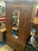 A Victorian mahogany mirrored wardrobe A/F