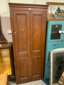 A vintage tall, two door 19th century school style cupboard H 212 cm