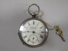 A MENS VICTORIAN SILVER CASED POCKET WATCH