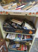 FOUR TRAYS OF HARDBACK BOOKS TO INCLUDE THE LOST PLANET - ANGUS MACVICAR, CODE OF THE LIFEMAKER -