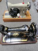 TWO VINTAGE SEWING MACHINES - A/F