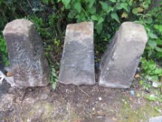 THREE SANDSTONE STADDLE STONES