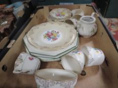 THREE TRAYS OF ASSORTED CERAMICS AND SUNDRIES TO INCLUDE A MODERN CUCKOO CLOCK