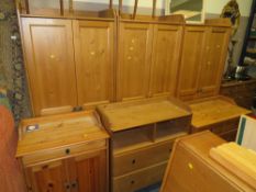 Three modern IKEA double wardrobes together with three IKEA chests