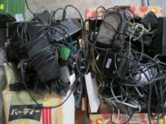 TWO TRAYS OF ASSORTED SEWING MACHINE FOOT PEDALS AND ACCESSORIES, ALL A/F