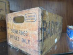 A VINTAGE BABYCHAM CRATE TOGETHER WITH BOXED PARTY BABYCHAM GLASSES