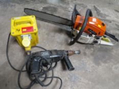 A 110v TRANSFORMER TOGETHER WITH A PETROL CHAINSAW