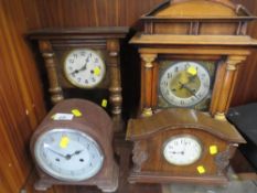 FOUR VINTAGE MANTEL CLOCKS