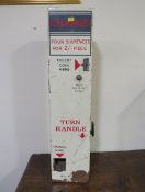 A WALL MOUNTED 'FISHOLOW' CHANGE MACHINE, for sixpences for 2/-, metal construction, H 76 cm, W 18