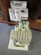 A JANOME AND HOBBYLOCK OVERLOCK SEWING MACHINE A/F