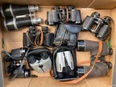 Six Pairs of mini Binoculars to include digital optics laser red titanium 10 x 25 field, Tasco 8 x