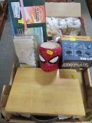 TRAY OF COLLECTABLES TO INCLUDE PAINTING OILS, SET OF BOULES ETC