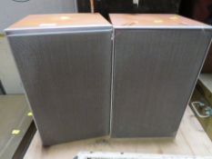 A PAIR OF TEAK LEAK SANWICH SPEAKERS