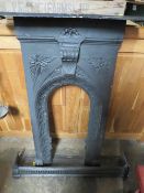 A VINTAGE CAST FIREPLACE AND FENDER