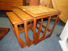 Mid century teak tile top nest of tables possibly G plan