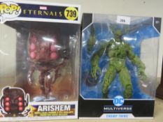 A LARGE NEW BOXED MARVEL POP ETERNALS FIGURE ARISLEM 739 TOGETHER WITH A LARGE NEW BOXED DC