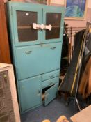 A vintage circa 1950s kitchen cupboard with drop-down front A/F