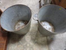 TWO VINTAGE GALVANISED TUBS MARKED S.W.R WITH EIIR CYPHER ABOVE, EACH WITH TAPERED SIDES AND LOOP