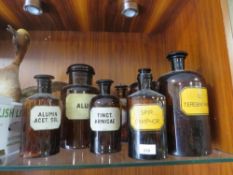 A QUANTITY OF LARGE LABELLED APOTHECARY BOTTLES