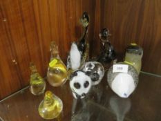 A small collection of glass animal and bird figures